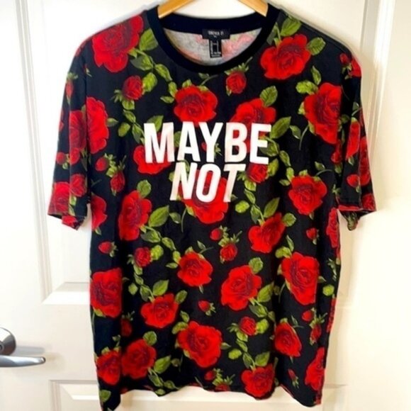 FOREVER 21 | “MAYBE NOT” Roses Shirt Size Large - Picture 7 of 7